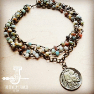 Amazonite Collar Length Necklace w/ Indian Head Coin – Jewelry Junkie (250L)