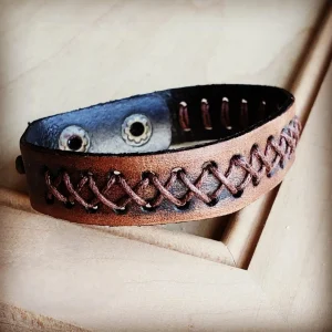 Dark Brown Vintage Laced Cuff-X Pattern (011e)