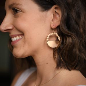 Beaded Half Moon Hoops