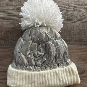 Women's Metallic Beanie Puffer Hat (Lined)